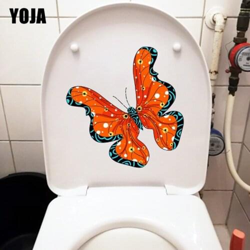 YOJA 21X21.7CM Creative Orange Butterfly Kids Rooms Decor Cartoon Wall Decals Toilet Seat Stickers T1-2043