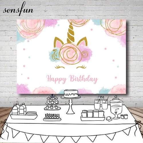 Sensfun Unicorn Party Backdrop For Photography Pink Purple Mint Flowers Girls Newborn Baby Shower 1st Birthday Background Custom
