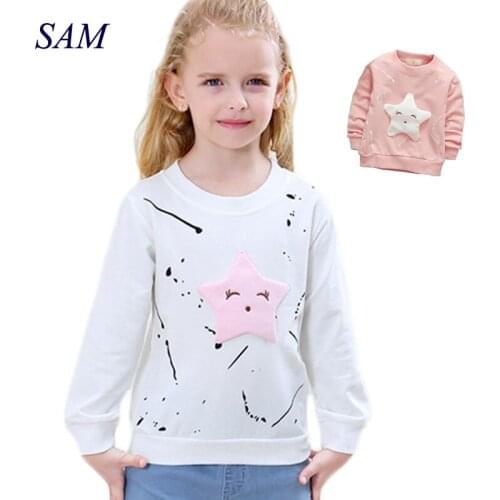 2019 Children Boys Cartoon Long Sleeved T-shirt All-match Fashion Jacket Smile Face Star Kids Clothing Baby Girl Clothes