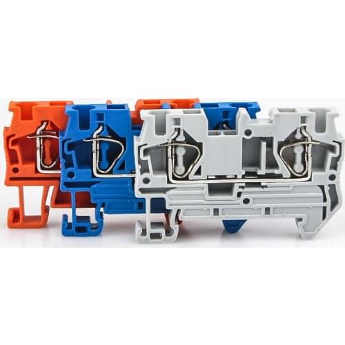 Din Rail Terminal Block 10Pcs ST-4 Connectors Return Pull Type Spring Electrical Wiring Connection Terminal Blocks Screwless ST4