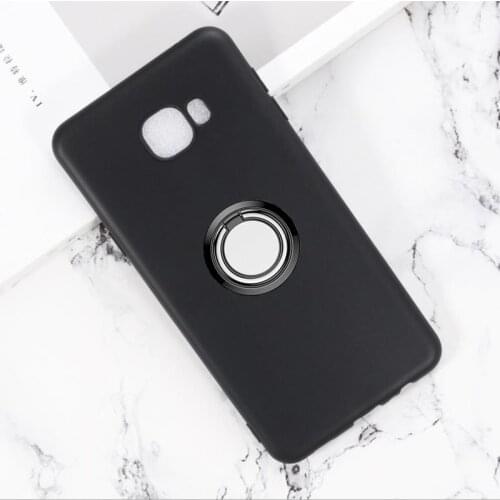 For Samsung Galaxy C7 2016 5.7" Back Ring Holder Bracket Phone Case Cover TPU Soft Silicone On SM-C7000