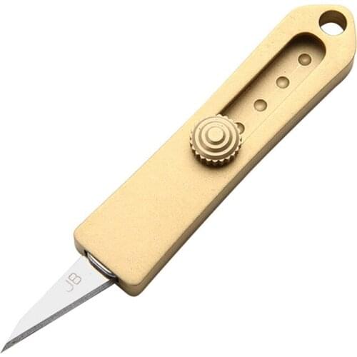 EDC Mini Detachable Knife Portable Paper Cutting Multi-function outdoor Blade Brass Pocket Key Ring Folding Knife v