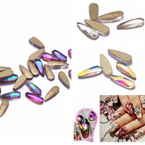 Flatback Crystal Long Tear Drop Shape Stones 5pcs 2x6mm Nail Art Wedding dress DIY Jewerly Handcrafts Decoration Accessories