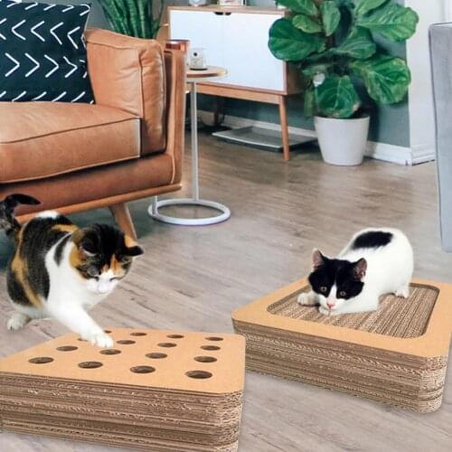 Corrugated Paper Cat Litter Pet Cat Educational Toy 15 Hole Cat Scratching Board Funny Cat Toy With Bell Ball Sound
