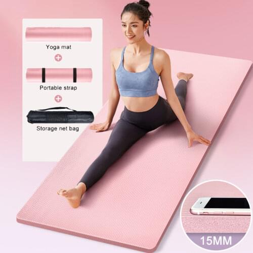 200CM 15mm Non Slip Yoga Mat NBR Fitness Exercise Mat Sports Cushion Gymnastic Pads for Gym Pilates Exercises Yoga Mat XA127+A
