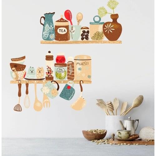 Kitchen supplies pattern Wall Sticker kitchen shelf Mural Removable stickers