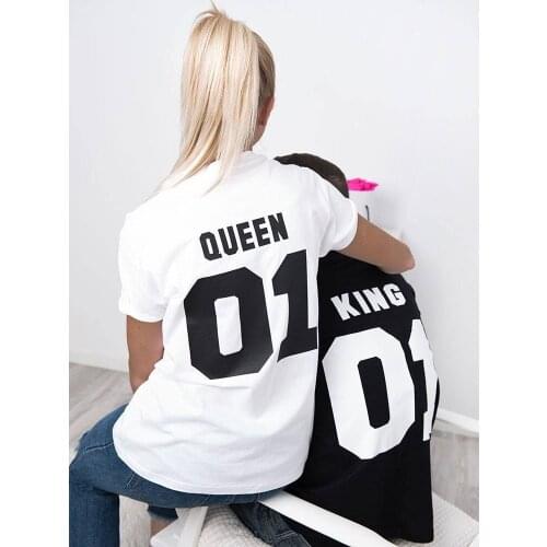 Summer Short Sleeve T-shirt Tops Lovers Tee Shirt King Queen Couple TShirt King Queen 01 Couples T Shirt for Men Women