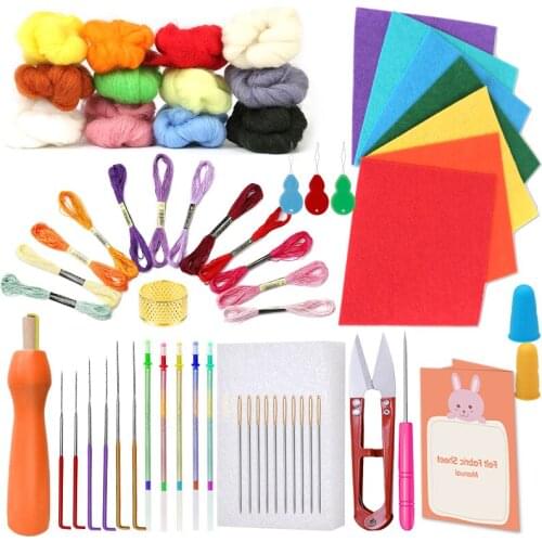 LMDZ Felting Tools Kit Including Felting Needles, Felt Fabric Sheet, Wool Roving Yarn, Foam Mat, Embroidery Needles, Embroidery