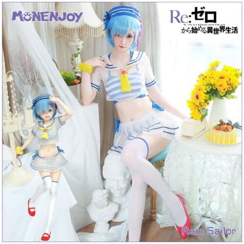 Monenjoy Re Life in a different world from Zero Rem Cosplay Costume Sailor Suit Cos Sets