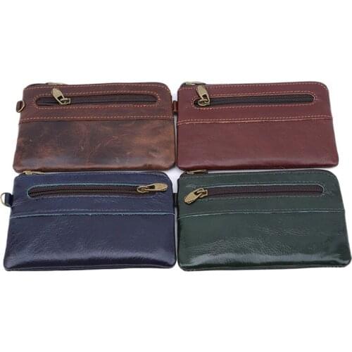 Men Coin Purses Fashion Coin Pocket Vintage Male Purse Function Brown Men Purse With Card Holders