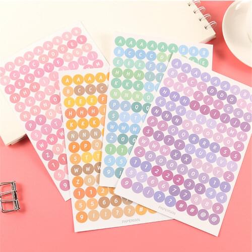 3-6 Sheets Colorful Numbers Letter Alphabet Sticker Cute Love Heart Stickers DIY Planner Notebook Journal Decorations Stationery