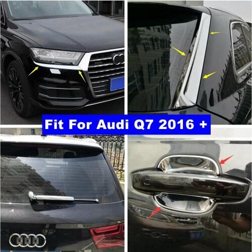 Yimaautotrims ABS Chrome Accessories Fit For Audi Q7 2016 2017 2018 2019 Front Head Lamps Lights Strip Decoration Cover Trim