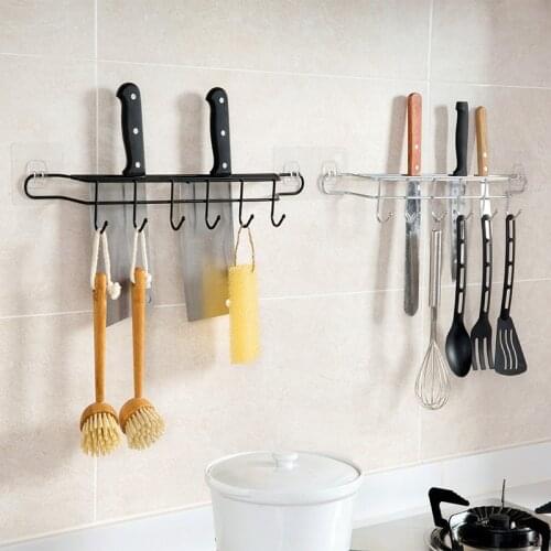 1PC Wall Mounted Metal Kitchen Utensil Knife Storage Rack Holder Organizer Hook Stainless Steel Knife Holder
