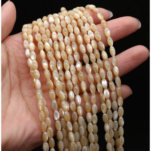 Natural Rice Shape Mother Of Pearl Mop Beads Shell Loose Beads For Jewelry Making DIY Bracelet Necklace Accessories 14'' Strand
