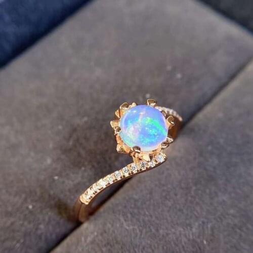 Natural Opal Flower Changing Color Ring S925 Sterling Silver Fine Fashion Wedding Charming Jewelry for Women MeibaPJFS