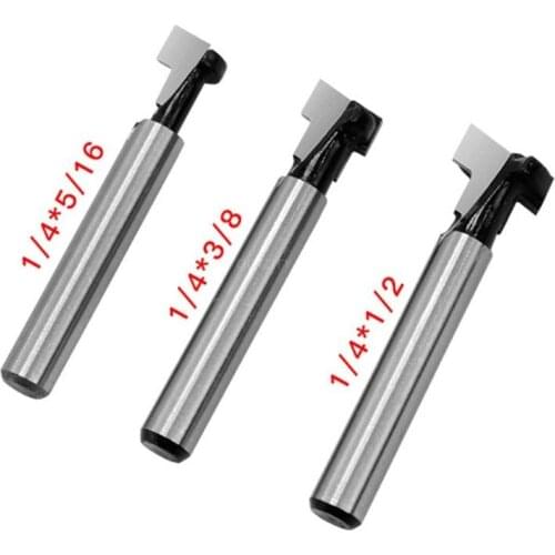 OOTDTY 3pcs 1/4 Inch 6mm Shank T Slot Router Bit Set Hex Bolt Key Hole Bits Keyhole Woodworking Milling Cutter Tool