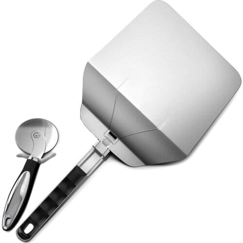 Pizza Peel with Foldable Handle for Easy Storage, Premium Metal Pizza Paddle for Baking and Slicing Homemade Pizza Bread