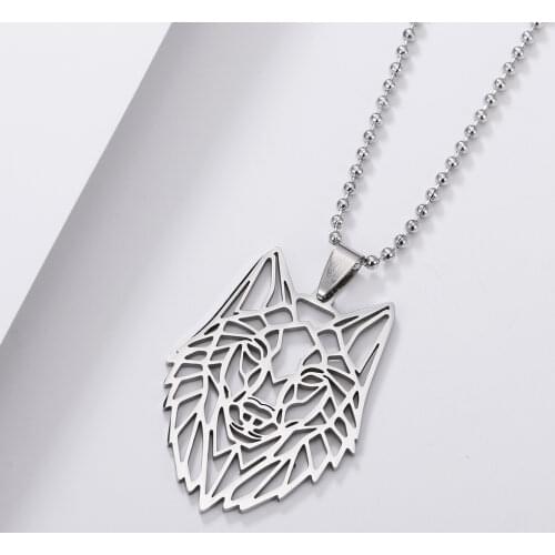 Wolf Animal Hollow Stainless Steel Pendant Necklace + Keychain Round Bead Chain Necklaces Unisex Jewelry Sets Gifts