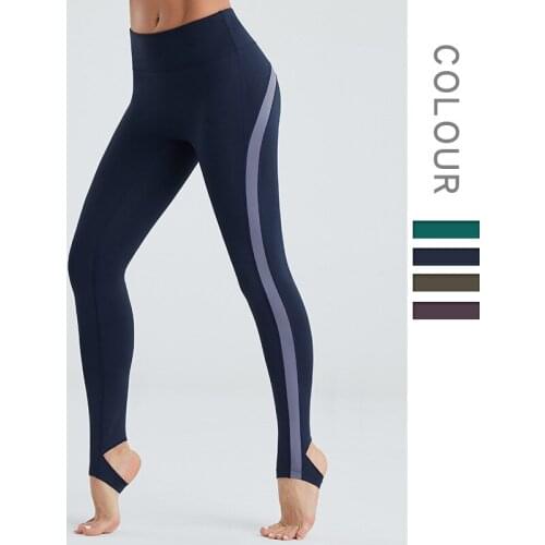 Sexy High Waist Yoga Pants Lift Up Hip Workout Trample Feet Women Fitness Gym Sports Leggings Color Matching Running Tights