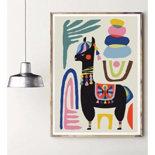 Llama Poster Print Alpaca Sheep Home Inspirational Wall Art Canvas Painting Mid Century Wall Art Nursery Prints Modern Decor