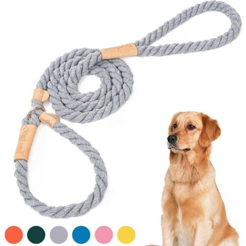 Multicolor Cotton Rope Collar Comfortable and Durable Pet Training Dog Leash Pet Supplies Basic Leashes 100% Cotton Solid Qianyi