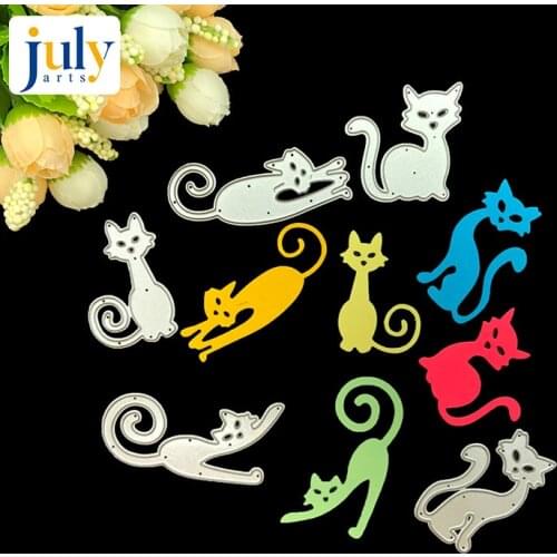 Julyarts Scrapbooking Dies Knife Mold Carbon Metal Mold 5pcs/set Lovely Cats Metal Cutting Dies Stencil