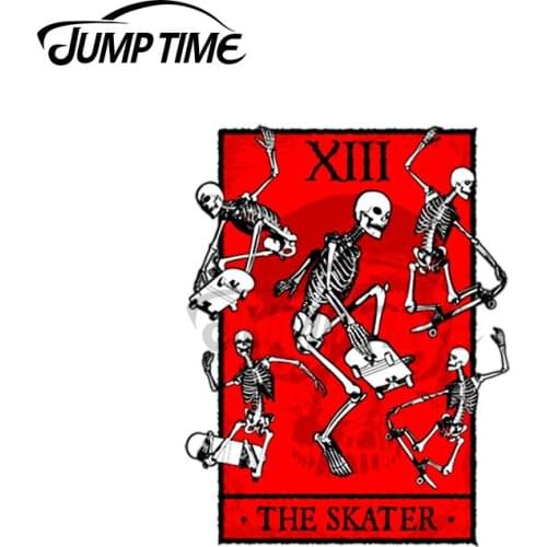Jump Time 13 x 5.9cm For The Skater Tarot Card Skateboarding Occult Skeletons Creative Car Stickers Decal Waterproof Decoration