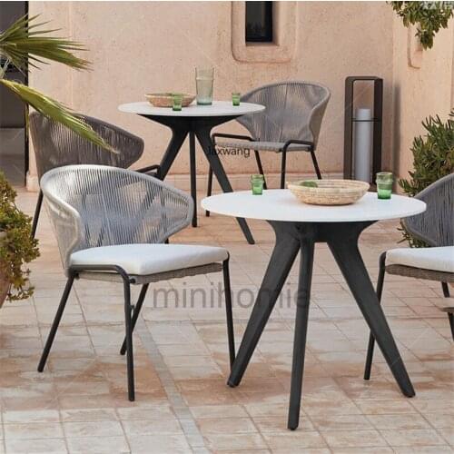 Outdoor Dining Chair Kitchen Furniture Armchair Rattan Designer Small Balcony Chair Leisure Chair Fashion Rattan Simple Chairs m