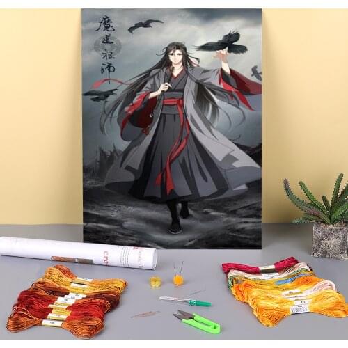 Mo Dao Zu Shi Printed Water-Soluble Canvas 11CT Cross Stitch DIY Embroidery Full Kit DMC Threads Hobby Sewing Design