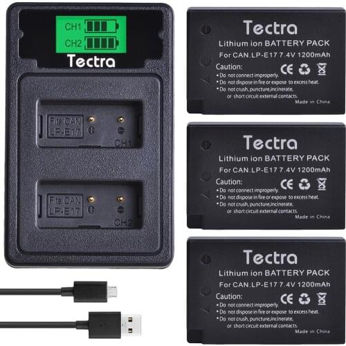 3Pcs LPE17 LP E17 LP-E17 Battery+LCD USB Type C Charger for Canon EOS 200D M3 M6 750D 760D T6i T6s 800D 8000D Kiss X8i Cameras