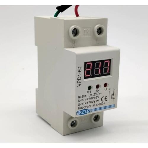 VPD1 40A 60A 220V reconnect over voltage and under voltage protection protective device relay with Voltmeter voltage monitor
