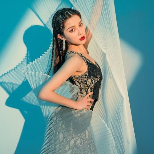 Latin Dance Dress 2021 New Arrival Summer Women Fringe Latin Dress Black Dancewear Sleeveless Sexy Big Skirts Performance L9750