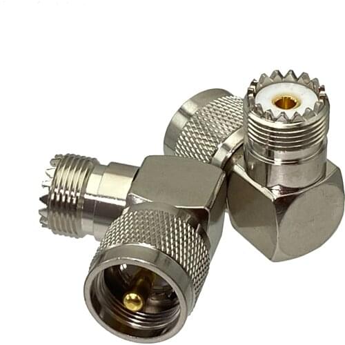 10pcs Adapter UHF plug male PL259 Plug to SO239 female Jack connector right angle RF Coaxial Wire Terminal