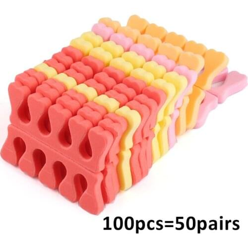 100Pcs/Pack Nail Art Toes Separators Fingers Random Color Soft Sponge UV Gel Polish Beauty Manicure Pedicure Tools