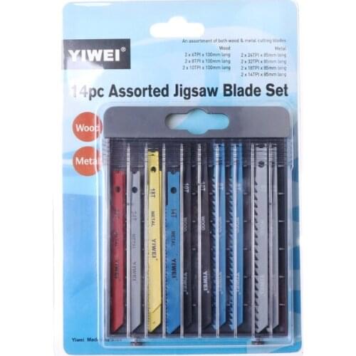 14 Pcs Jigsaw Blades Set U Shank Fitting Jig Saw Metal Plastic Wood Blades R9UC