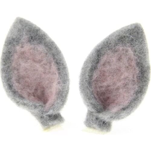 3 Colors Cute Rabbit Bunny Ears Wool Felt Cartoon Animal Ears Handmade DIY Material Women Girls Hairpin Hair Bands 2PCs/Set