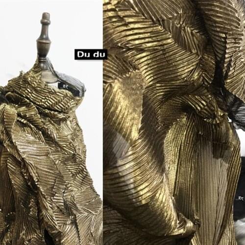 50*145cm Crushed texture Clothing Fabric Double color hot stamping Irregular Fold Original design Fabric DIY