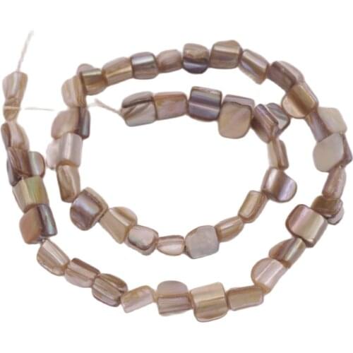 6mm-10mm Freeform Shell Beige Mother of Pearl Loose Beads Making 15" Strand