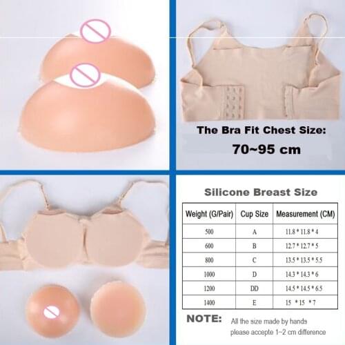 600g B cup boobs crossdresser fake silicone breast form with bra good elasticity comfortable soft