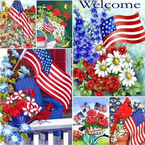 Diamond Painting Flower Full Square Round Drill Diamond Embroidery Garden Landscape Picturer Mosaic Rhinestones Home Decor