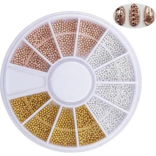 Assorted Nail Art Stud Rose Gold 3D metal steel ball design japanese nail art metallic studs beads charms decorations x 1 wheel