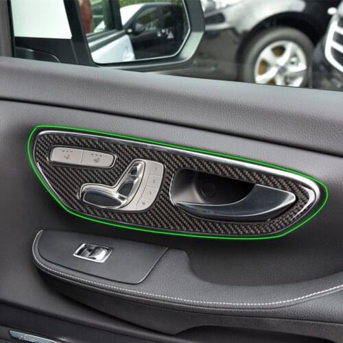 Carbon Fiber Car Door Handle Pull Frame Cover Sticker Trim For Mercedes Benz V Class V250 V260 2015 2016 2017 2018 2019 2020