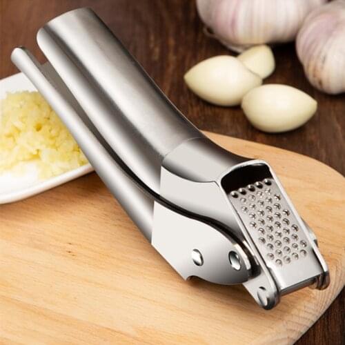 Easy Squeeze Garlic Press, Heavy-duty 18/8 Stainless Steel Garlic Mincer/Crusher with Free Cleaning Brush, Kitchen Tools