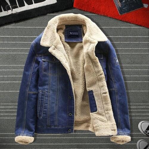 Jean Jacket Men Thick Streetwear Denim Bomber Jackets Coat Male Vintage Blue Mens Outwear Plus Velvet Single Breasted Windbreak