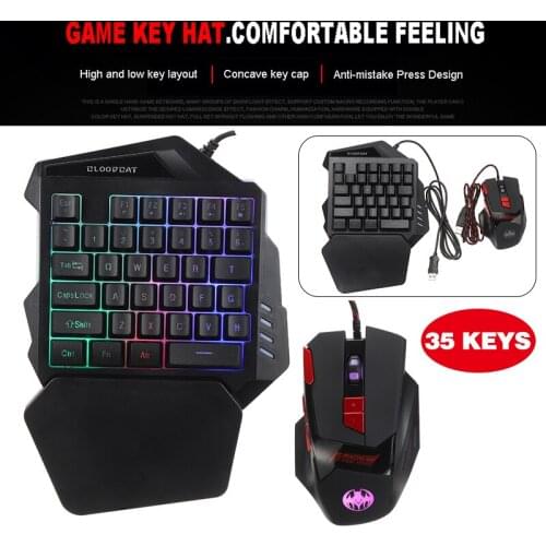 Ergonomic Keyboard And Mouse Combo Colorful Backlight One-Handed Wired Gaming Keyboards 6800DPI PC Gamer Set For Games
