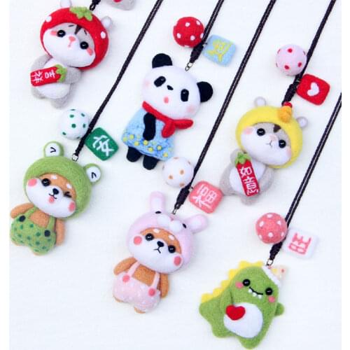 MIUSIE Handmade Pets Toy Doll Wool Felt Needle Poked Kitting DIY Cute Animal Wool Felting Package Non-Finished Girls Gifts