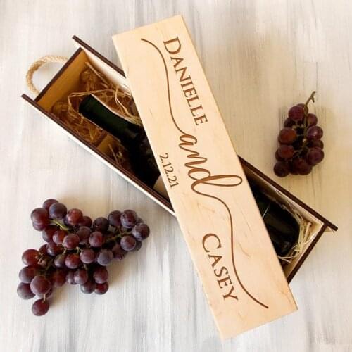 Wedding Wine Ceremony Box, Wine Capsule, Wooden Wine Gift Box, 5th Anniversary Gift for Her, Personalized Christmas Gift