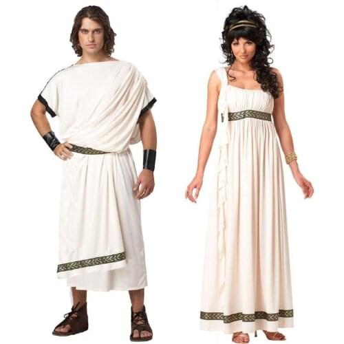 Halloween Man Women Ancient Greek Rome Toga Robe Mythology God Goddess Costume Fantasia Fancy Dress
