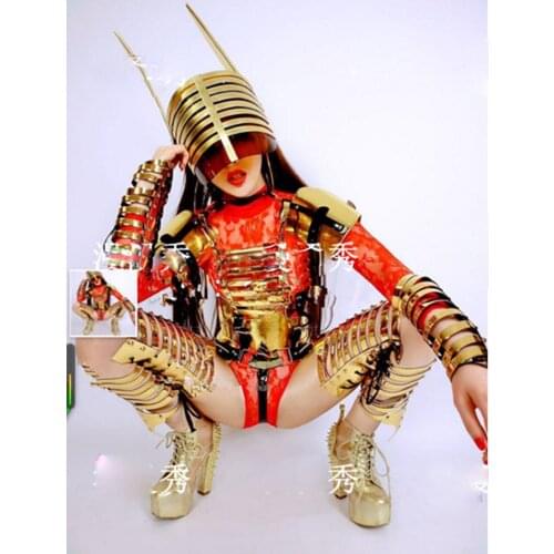 Space Technology Golden Silver Mirror Future Warrior Dance Team Singer Show Costume cosplay party costumes Catlwalk model cloth