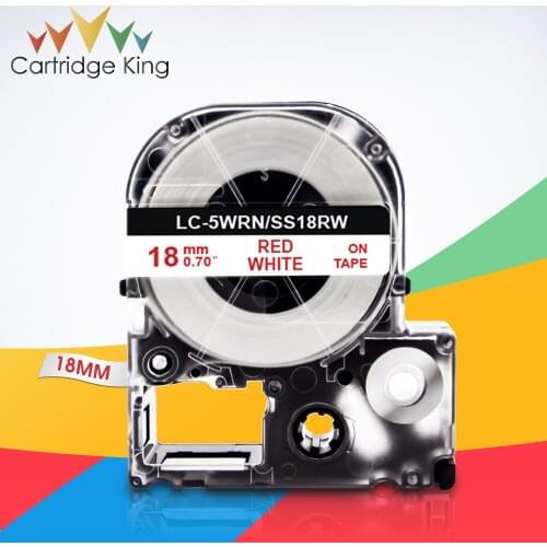 Red on White SS18RW LC-5WRN 3/4"(18mm) Label Tape for Epson King Jim LW-C410 LW-400 LW-400L Tepra Pro SR210 SR220 Label Maker